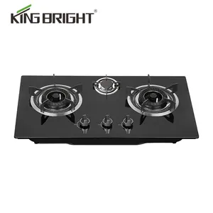 Built-in Gas Cooker Cyclone Fire Tempered Glass Cast Iron Burner Lpg Ng Gas Stove 3 Burner Hob