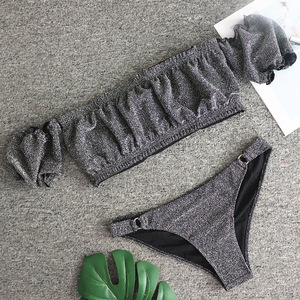 FYA43 Special Fabric Swimwear Women Split Bling Bling Hot <strong>Shiny</strong> Ladies <strong>Bikini</strong> - Product Image 4