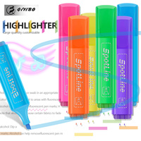 Spidol Warna-warni 6 Warna Laris Manis, Ujung Tebal, Fluorescent, Untuk Kantor, Label, dan Highlighter
