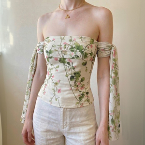 Blusa Casual de Verano 2026 sin Cuello, Tejida, con Lazo en el Hombro, Manga Corta, Elegante, para Mujer, Personalizable OEM - Product Image 4