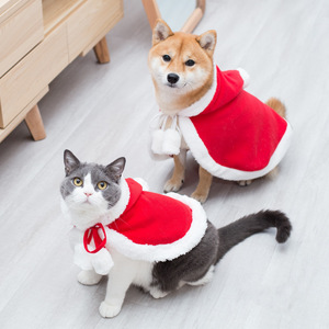 Sanchi Nouvel An Noël Chat Chien Chiot Petite Robe Cape Rouge en Polaire Unie pour Animaux Mignons Chaton Lavage à la Main Petits Animaux L - Product Image 4