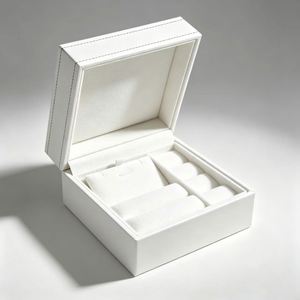 <b>White</b> Rigid Jewelry <b>Box</b> Die Cut Insert for Watch Eyewear Storage High-End Satin Liner Magnetic Closure Custom Logo Rectangle - Product Image 1