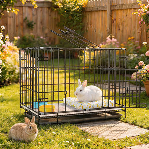 <b>Large</b> Indoor <b>Rabbit</b> <b>Cage</b> Steel Wire Rectangle Foldable Small Pet Bed for Dwarf <b>Rabbits</b> Home Use - Product Image 1