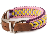Collier pour chien en paracorde en cuir durable pour l'extérieur, collier pour animal de compagnie tissé réglable, collier pour chien avec quincaillerie antirouille pour la randonnée et la marche