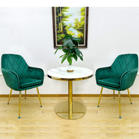 Fauteuil de Salle à Manger Moderne Scandinave Luxe Métal Vert Doux Rembourré Tissu Velours Capitonnage pour Restaurant