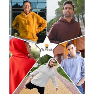 เสื้อฮู้ดผ้าผสมหนาน้ำหนักมากสำหรับผู้ชาย แบบยูนิเซ็กซ์ ผ้าฟลีซ 1 ชิ้น ชุดสีตามสั่ง - Product Image 5