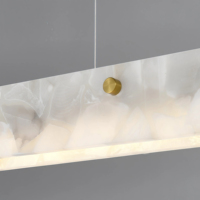 JYLIGHTING Luminaire suspendu linéaire moderne en marbre, lustre rectangulaire en albâtre espagnol pour cuisine et salle à manger