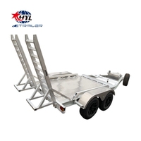 Remorque à essieux tandem en aluminium avec rampes de chargement amovibles pour mini-excavatrice et transport de machines