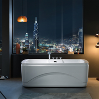 Baignoire d'angle autoportante élégante en acrylique blanc avec fonction de trempage portable pour salle de bain d'hôtel