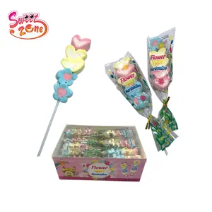 Cotton Candy String Love Heart And Flower Marshmallow Lollipop Soft Candy