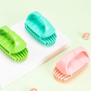 Silicone Scalp Massage <b>Brush</b> For <b>Hair</b> Care <b>With</b> <b>Soft</b> <b>Bristles</b> Green And Teal Colors - Product Image 4