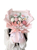 Bouquet de laine tricoté bricolage fait à la main Macaron fleur tissée à la main cadeau pour meilleur ami petite amie cadeau de la Saint-Valentin