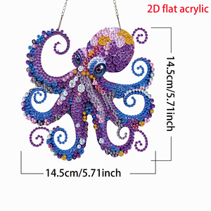 Pendentif créatif en acrylique 5D à strass brillants simple face, motif pieuvre, pour peinture <span class=keywords><strong>diamant</strong></span> DIY, produit transfrontalier très vendu - Product Image 2