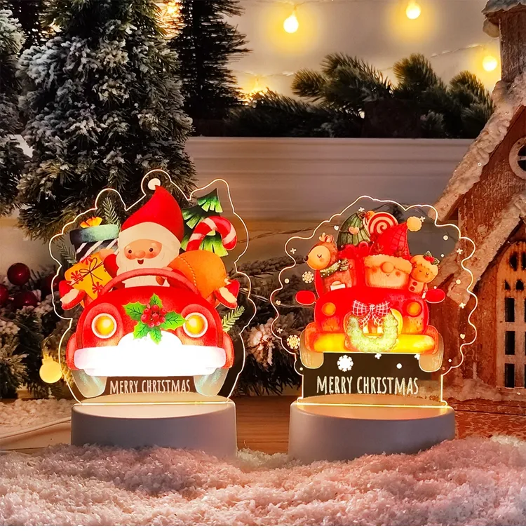 Toptan fiyat noel LED gece işıkları noel baba kardan adam modelleme noel ağacı dekoratif ışıklar masa lambaları