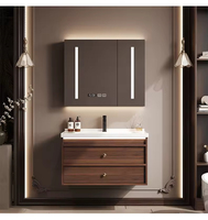 Meuble-lavabo mural moderne et élégant en bois avec comptoirs flottant armoire de salle de bain d'hôtel de luxe