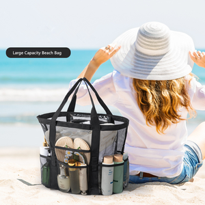 <span class=keywords><strong>Sac</strong></span> de piscine étanche de grande capacité Shopping en plein air Voyage Vocation Natation Multipockets Summer Tote Mesh Beach Bag Women - Product Image 2