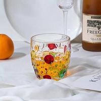 Gobelet en verre coloré peint à la main 350 ml, épaissi et résistant à la chaleur, pour jus, lait, thé, usage domestique, bureau, café