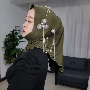 Hijab <span class=keywords><strong>Turban</strong></span> en Soie Lactée pour Femmes Musulmanes, avec Franges Lourdes et Bord Doux, Nouveau Style Tendance - Product Image 3