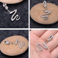 Piercing de nombril unisexe en acier inoxydable 316L plaqué or avec zircon, bijou de corps pour fiançailles, mariage, fête, cadeau