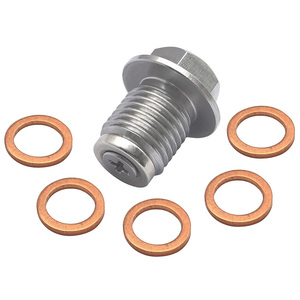 CNC M14X1.5 Magnetic Oil Pan Drain Plug Assembly Stainless Steel Sump Bolt With Anti‑Drop Magnet&5‑Piece <b>Copper</b> Crush Washer kit - Product Image 6