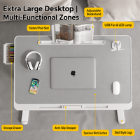 Bureau de lit pliable à angle réglable pour ordinateur portable, support portable avec tiroir pour la maison, le bureau, le jeu, le travail et les études