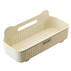 Handy Wall Mounted <b>Storage</b> <b>Basket</b> Cream White Rectangle Suction Cup Installation Kitchen Spice Rack Neatening <b>Storage</b> - Product Image 5