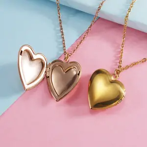 gold stainless heart men 14k 18k women custom fashion jewelry necklaces steel pendant chain necklace plated