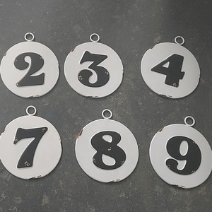 ป้ายเหล็กเคลือบลายนูนสไตล์โบราณที่กำหนดเองตกแต่งบ้านด้วยงานฝีมือโลหะดีไซน์ตัวเลข - Product Image 4