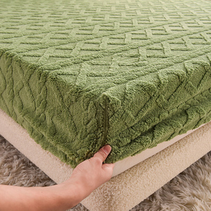 Pelindung Kasur Tanpa Suara, Sprei Fitted Musim Dingin, Selimut Katun Beludru Kristal, Dekorasi Tempat Tidur, Lembut Nyaman Tebal, Penutup Kasur - Product Image 6