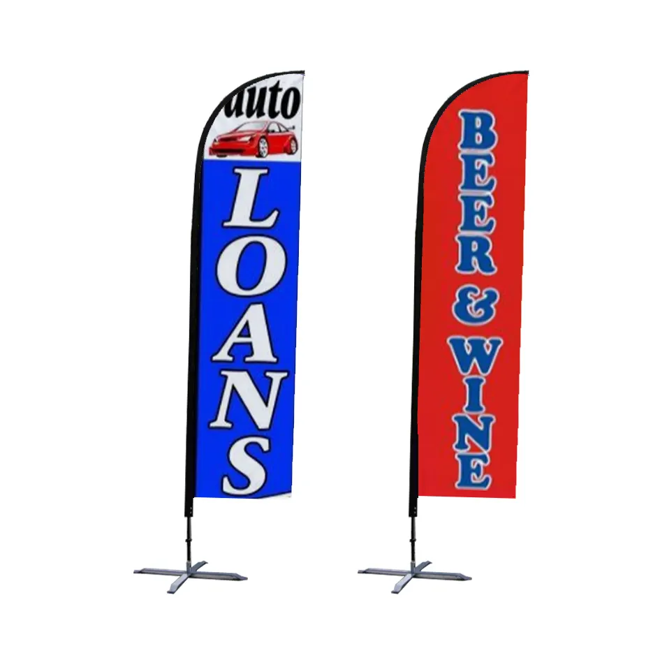 Open House Feather Shape Two Sides Customized Printing Flying Promotional Flag Advertising Flag