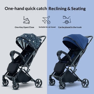 Poussette bébé en acier haute teneur en carbone, quatre roues, inclinable, pliable en trois, universelle quatre saisons, compatible avion - Product Image 2