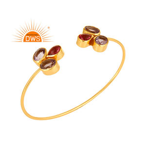 Handmade Gold Plated Brass Cuff <b>Bracelets</b> Girls Fashion Jewelry Amethyst Pink Hydro Gemstone <b>Bracelet</b> Wholesale - Product Image 1