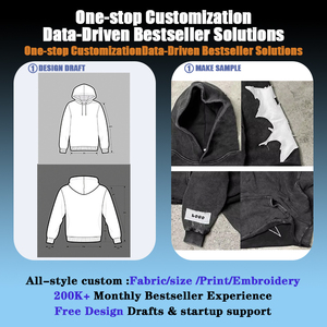 Áo hoodie nam mùa đông, chất liệu dày dặn, kiểu dáng cổ điển, màu đen xước, xử lý acid, có thêu hình. - Product Image 2