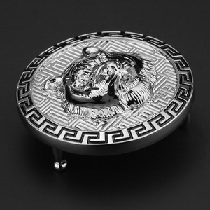 내부 크기 40mm 솔리드 황동 사자 머리 서양 이름 플레이트 벨트 버클 - Product Image 4