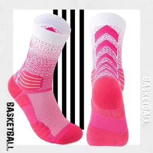 Chaussettes de basketball montantes haut de gamme à dégradé, tricotées, épaissies pour l'été, professionnelles pour la compétition, pratiques et de haute qualité, en gros - Product Image 5