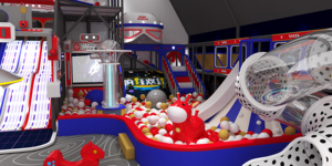 Aire de jeux intérieure commerciale pour enfants, équipement de parc d'attractions avec double toboggan interactif en plastique pour écoles - Product Image 2
