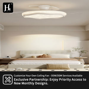 <b>Modern</b> Cream LED <b>Ceiling</b> <b>Fan</b> Remote Control Wave Creative Invisible Design AC Home Living Room Aluminum DC Motor Eye Protection - Product Image 6