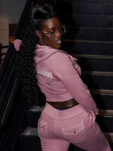 Setelan Celana Jogger Wanita FloralCharm, Bordir Huruf Seksi, Gaya Santai Outdoor, Laris Manis - Product Image 2