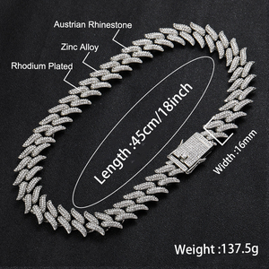 BINSHUO Hip Hop Trang Sức 16 Mét Miami Liên Kết Ba Hàng Kim Cương Briar Gai Ngắn Lớn Cuba <span class=keywords><strong>Chain</strong></span> Hipster Mạ Vàng Vòng Cổ Nam - Product Image 6