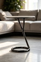 Table d'appoint en bronze noir italien, table d'angle moderne de luxe avec plateau en marbre, meuble durable pour salon, décoration intérieure, table d'appoint décorative