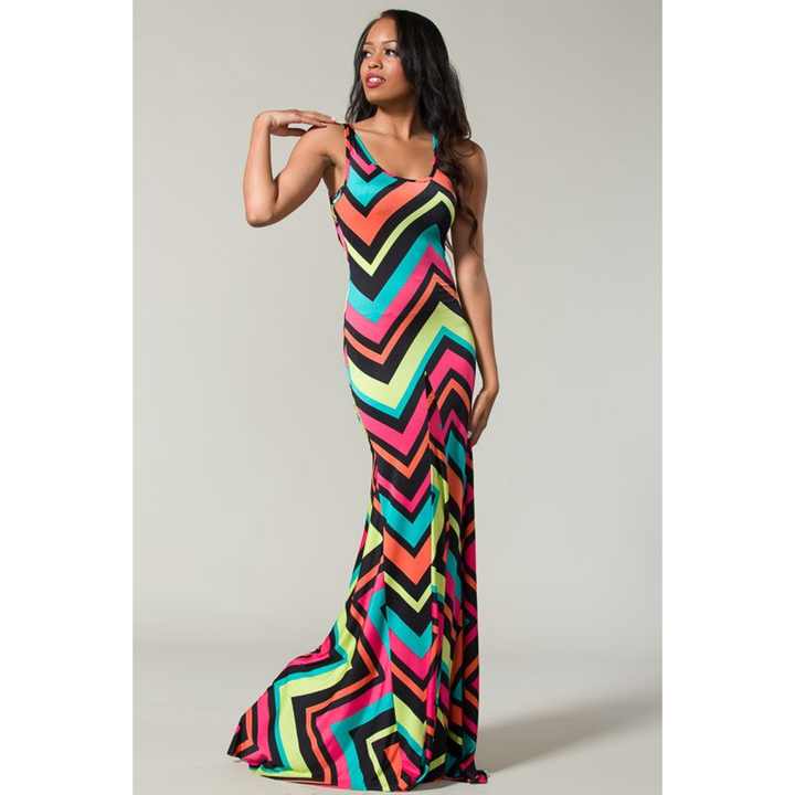TD Multi Tank Style Maxi Evening Dress