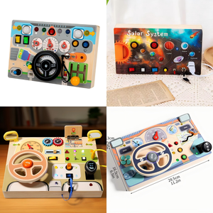 Çocuklar uzaktan kumanda Led ışıkları meşgul kurulu Montessori oyuncak soket anahtarı kayıt duyusal oyun seyahat faaliyetleri eğitici oyuncaklar - Product Image 6