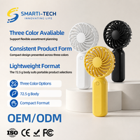 Ventilateur portable rechargeable mini à main avec 3 vitesses de ventilation, lumière colorée et cordon pour les voyages, le bureau et l'extérieur
