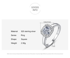 Anillo de plata de ley S925, conjunto de lujo de moda femenina, anillo de boda de <span class=keywords><strong>diamante</strong></span> simulado de 1 quilate, red Ins, judío en <span class=keywords><strong>vivo</strong></span> transfronterizo <span class=keywords><strong>rojo</strong></span> - Product Image 6