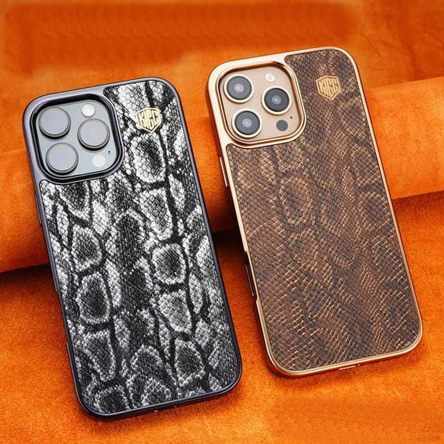Luxury Vintage Animal Snake Pattern PU Leather Magnetic TPU Soft Cover Back Phone Case for iPhone 15 16 Pro Max Electroplating