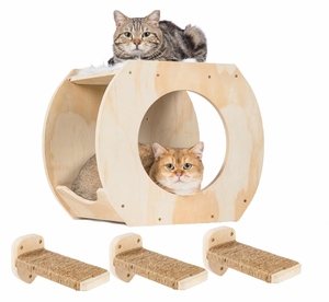 Tevredenheidsgarantie voor binnenhuis houten kattenklimwand, wandgemonteerd kattenrek, meubilair - Product Image 1