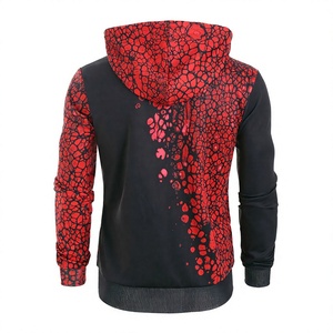 <b>Men's</b> Regular Fit Hooded Fleece <b>Sweatshirt</b> <b>Red</b> Black Print Breathable Knitted Polyester Quick Dry Casual Winter Wear - Product Image 6