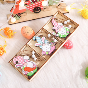 Nuovo Set di 9 Ciondoli in Legno a Forma di Coniglietto per Decorazioni Pasquali Primaverili Artigianali Forniture Festive all'Ingrosso - Product Image 5