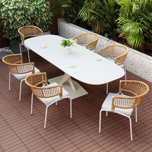 Conjunto <span class=keywords><strong>de</strong></span> <span class=keywords><strong>Mesa</strong></span> <span class=keywords><strong>y</strong></span> <span class=keywords><strong>Sillas</strong></span> para Comer al Aire Libre con Estructura Metálica, Diseño Moderno <span class=keywords><strong>y</strong></span> Simple, Móvil para Jardín, Patio, Balcón - Product Image 3