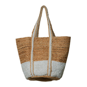 Trendy <b>Jute</b> Tote <b>Bag</b> Soft Texture Large Interior Zipper Closure Easy Carry Design for Market Trips Daily <b>Shopping</b> Casual Use - Product Image 6